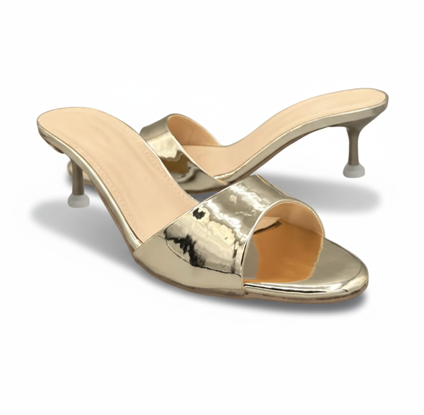 Sandalique SM1003SL Gold Glossy Kitten Heel