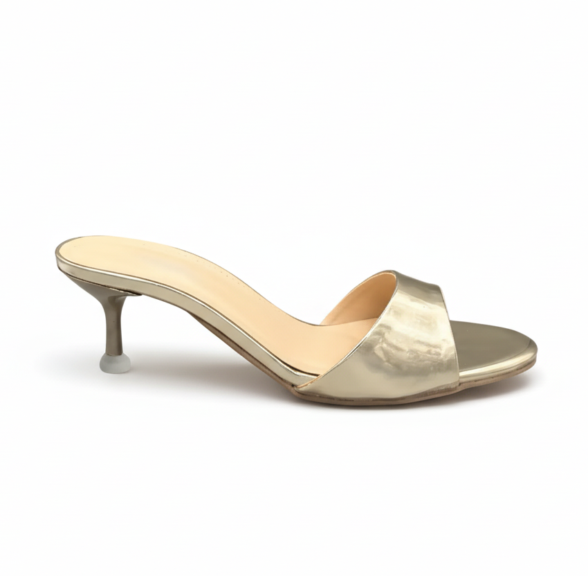 Sandalique SM1003SL Gold Glossy Kitten Heel