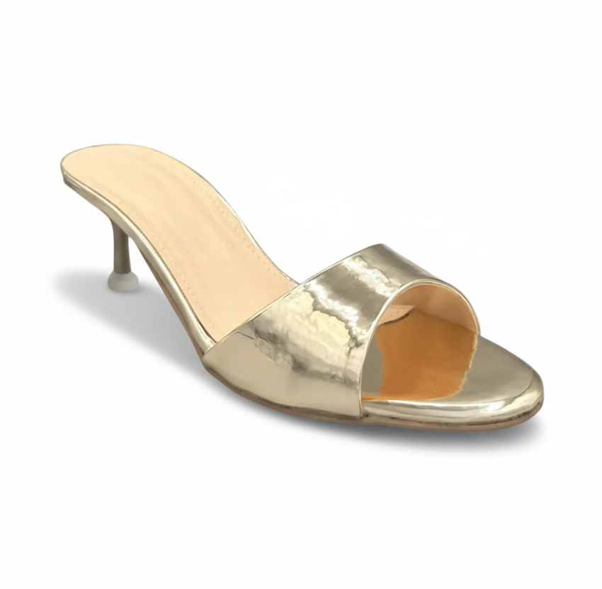 Sandalique SM1003SL Gold Glossy Kitten Heel
