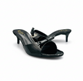 Sandalique SM10040 Black Patent Bow Kitten Heel Slides