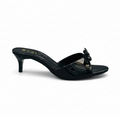 Sandalique SM10040 Black Patent Bow Kitten Heel Slides