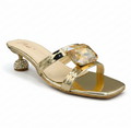 Sandalique SM1006 Gold Statement Crystal Accent Heels