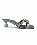Sandalique SM1006 Grey Statement Crystal Accent Heels