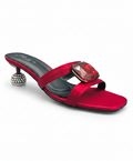 Sandalique SM1006 Maroon Statement Crystal Accent Heels