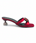 Sandalique SM1006 Maroon Statement Crystal Accent Heels
