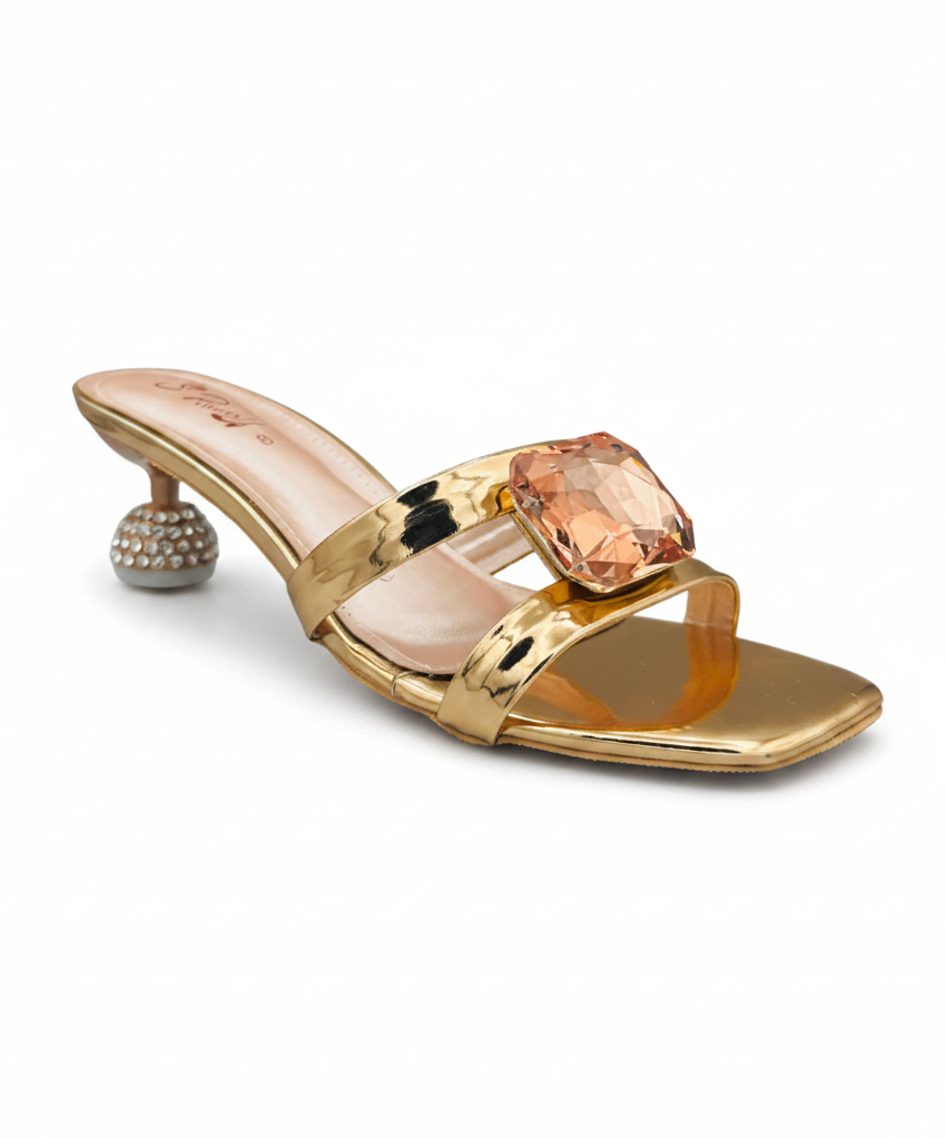 Sandalique SM1006 Rose Gold Statement Crystal Accent Heels