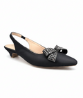 Sandalique SM1007 Black Crystal Bow Slingback Pumps