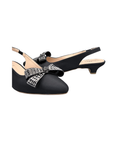 Sandalique SM1007 Black Crystal Bow Slingback Pumps