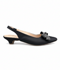 Sandalique SM1007 Black Crystal Bow Slingback Pumps