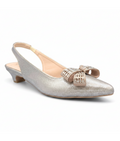 Sandalique SM1007 Gold Crystal Bow Slingback Pumps