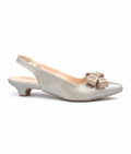 Sandalique SM1007 Gold Crystal Bow Slingback Pumps