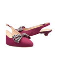 Sandalique SM1007 Maroon Crystal Bow Slingback Pumps