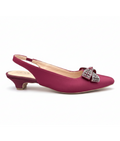 Sandalique SM1007 Maroon Crystal Bow Slingback Pumps