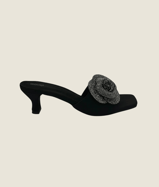 Side Flower Medium Heel Slipper – MH10025 - Sandalique Medium Heel Slippers