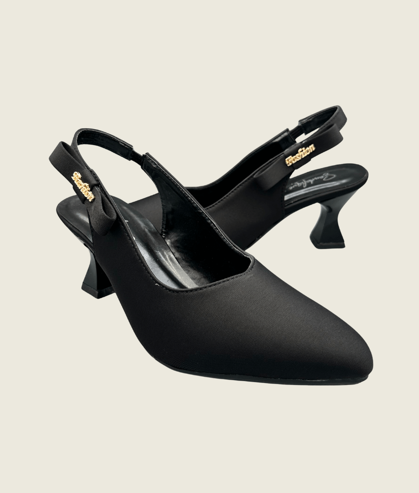 Velour Bow Slingback Kitten Heels - HH1001