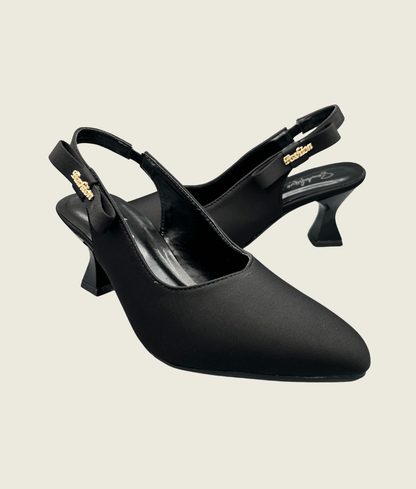 Velour Bow Slingback Kitten Heels - HH1001