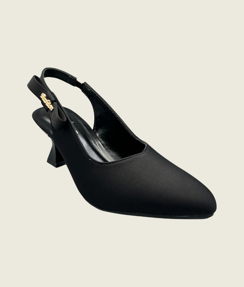 Velour Bow Slingback Kitten Heels - HH1001