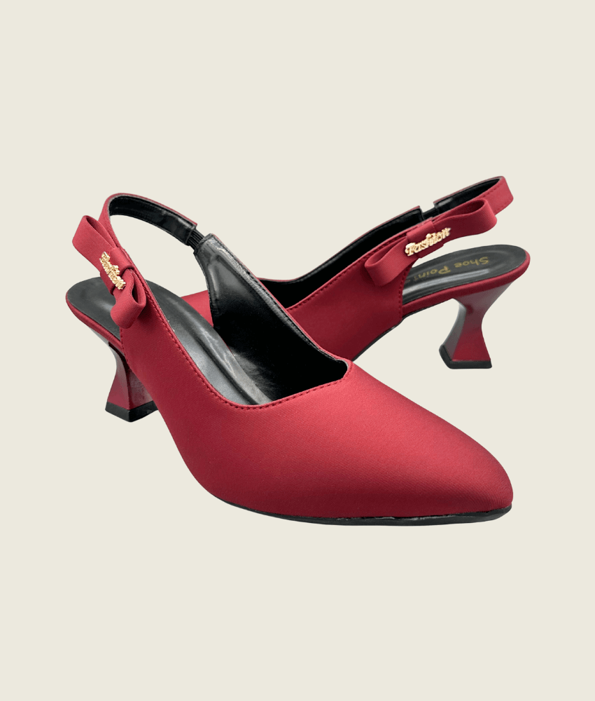 Velour Bow Slingback Kitten Heels - HH1001