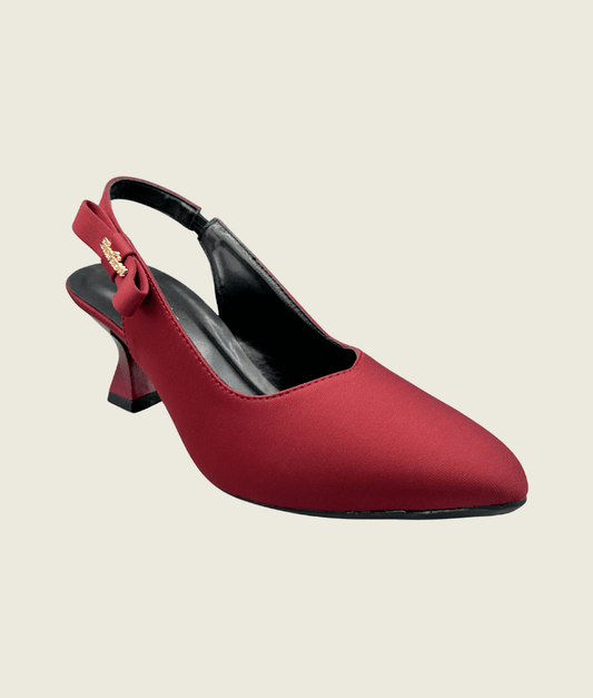 Velour Bow Slingback Kitten Heels - HH1001