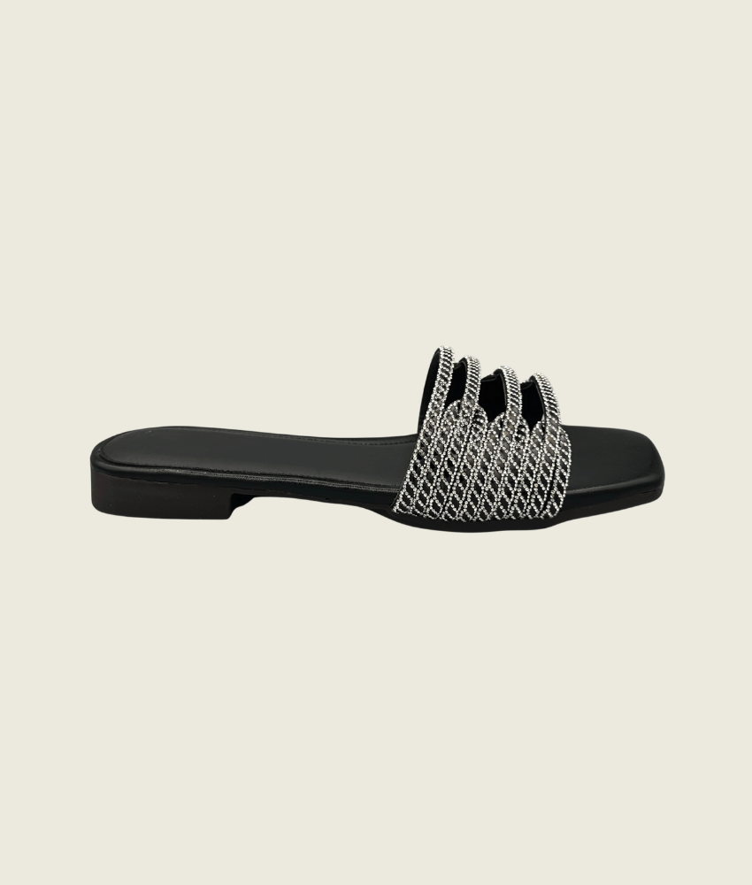 Wave Cut Embellished Slides - FT10011