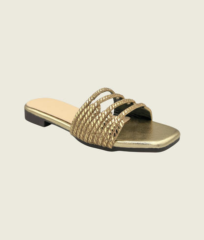 Wave Cut Embellished Slides - FT10011