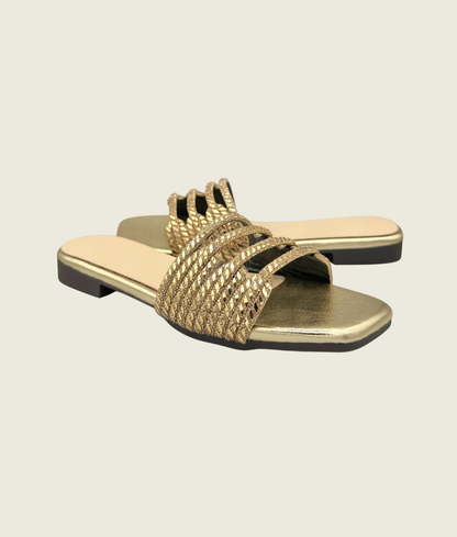 Wave Cut Embellished Slides - FT10011