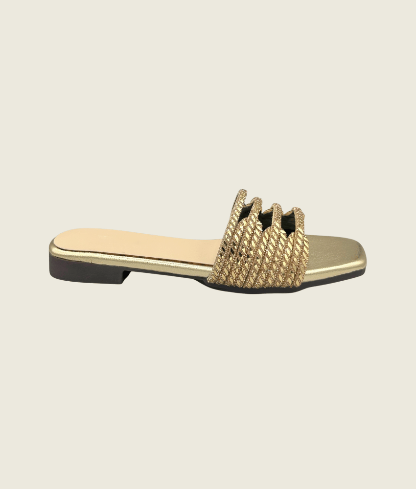 Wave Cut Embellished Slides - FT10011