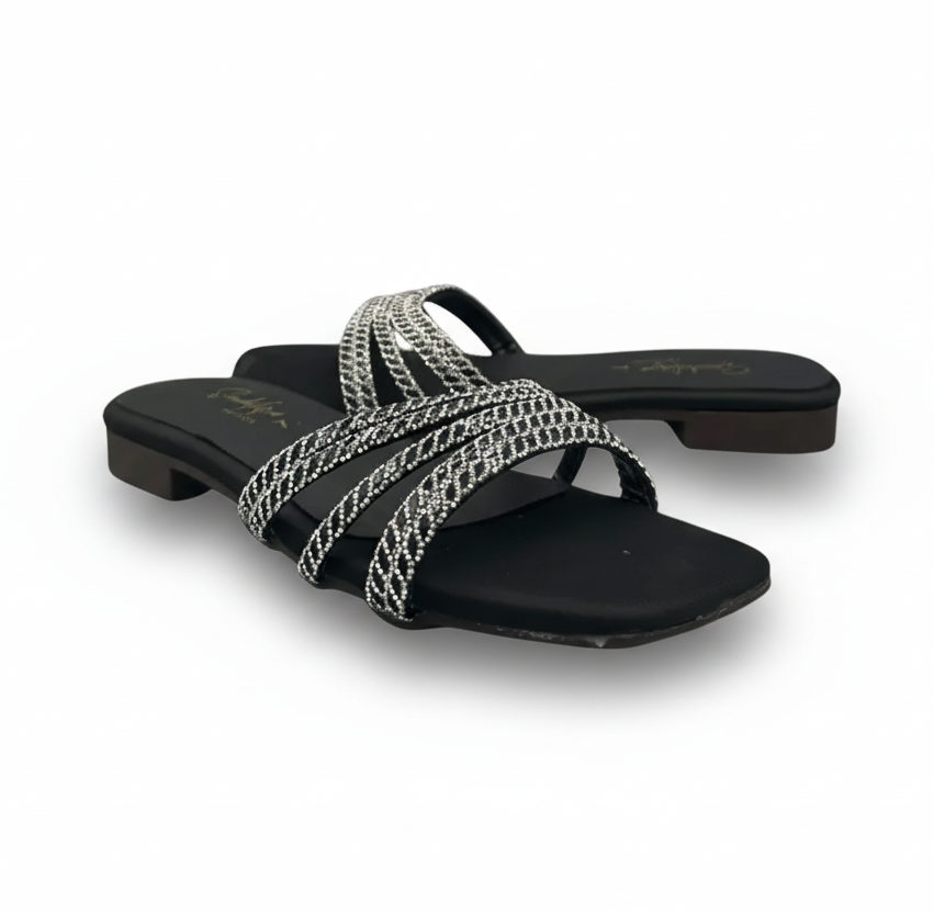 sandalique FT10019BL Five stripes flats.png
