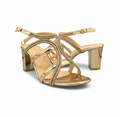 sandalique HH10027 Gold 1 Bridal Block Heel Sandals