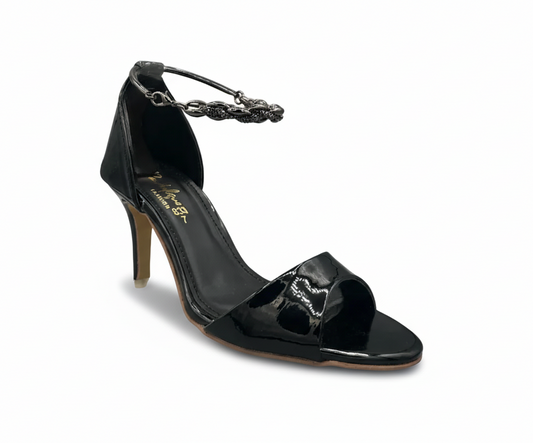 sandalique HH10028BL Chained Buckle Stiletto Heels