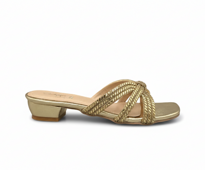 sandalique SM1003GD1 Elegant Woven small Heels for Women